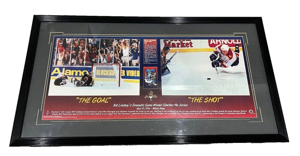 Panthers 1996 Authenticated Signed Bill Lindsay "The Shot The Goal" Lithograph
